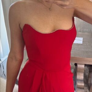 Rhinestone Red Evening Dressy Boned Strapless Top